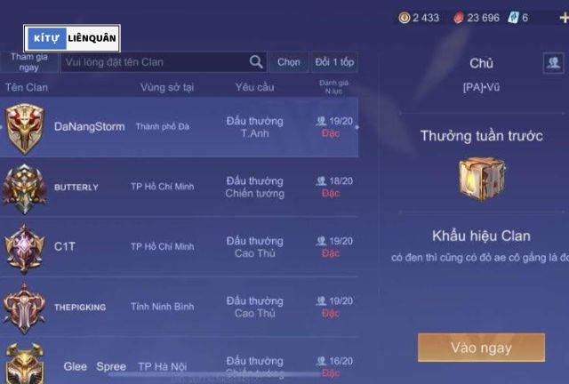tên clan Liên Quân bao nhiêu ký tự