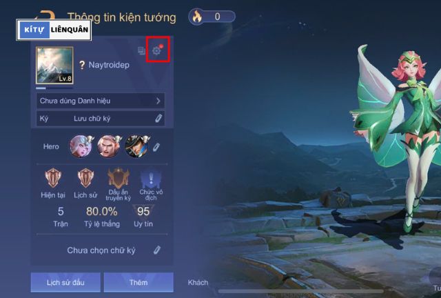biểu tượng cài đặt tài khoản Liên Quân