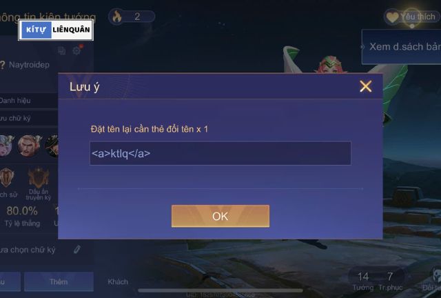 nhập code tên Liên Quân màu xanh