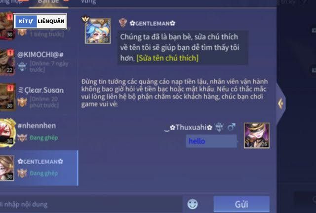 tin nhắn Liên Quân màu xanh